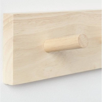 Wood 3 Hooks Rail Natural - Brightroom™ 4 Wood 3 Hooks Rail Natural - Brightroom™ - Image 2