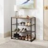 4 Tier Shoe Rack Black Metal With Natural Wood - Brightroom™ -Brightroom Home Storage Solutions GUEST 3bdfbf84 9c6c 49cf 9810 7a0a400060fc