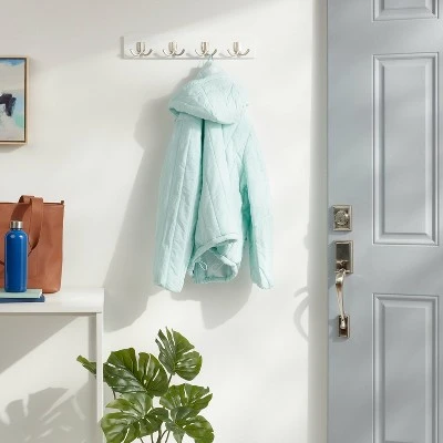 Modern Octopus 5 Hooks Rail Nickel/White - Brightroom™ 3 Modern Octopus 5 Hooks Rail Nickel/White - Brightroom™