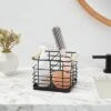 Divided Wire Caddy Basket With Wood Handle Black - Brightroom™ -Brightroom Home Storage Solutions GUEST 43df9d69 b8cf 46ee bd57 1ede91213afe