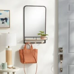Metal Entryway Organizer With Mirror Large Natural - Brightroom™