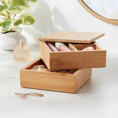 6" X 6" X 4" Square Swivel Hinge Bamboo Countertop Organizer - Brightroom™ 3 6" X 6" X 4" Square Swivel Hinge Bamboo Countertop Organizer - Brightroom™
