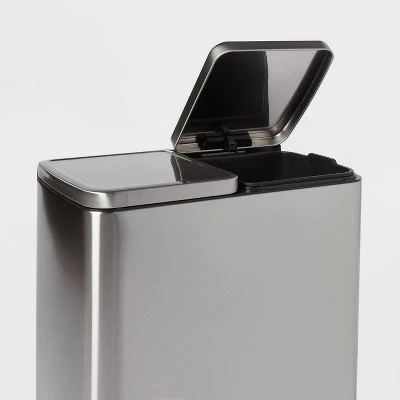 60L Stainless Steel Step Trash And Recycle Can - Brightroom™ 3 60L Stainless Steel Step Trash And Recycle Can - Brightroom™ - Image 2