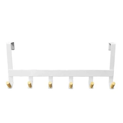 Mixed Material Over The Door 6 Hooks Rail Matte White - Brightroom™ 3 Mixed Material Over The Door 6 Hooks Rail Matte White - Brightroom™