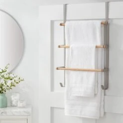 Over The Door Tiered Towel Rack With Wood - Brightroom™