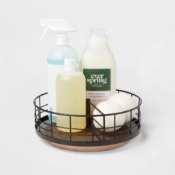 Divided Turntable Black Wire With Natural Wood - Brightroom™ -Brightroom Home Storage Solutions GUEST aa83c3b1 19ba 41dd ba5d e1b86512a437