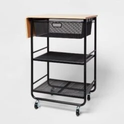 Metal Storage Cart With Mesh Drawer And Wood Top - Brightroom™ -Brightroom Home Storage Solutions GUEST b9ec02d7 e818 4bdb 9f48 5453473bab39