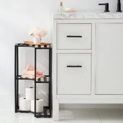 Brightroom Home Storage Solutions 26 Small Space Storage Cabinet Black Metal - Brightroom™
