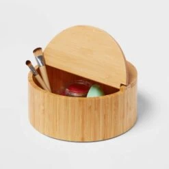 9" X 4" Circular Hinge Lid Bamboo Countertop Organizer - Brightroom™ 7 9" X 4" Circular Hinge Lid Bamboo Countertop Organizer - Brightroom™ -Brightroom Home Storage Solutions GUEST e91a16ba 67ba 4346 aca1 624c8c7558a6