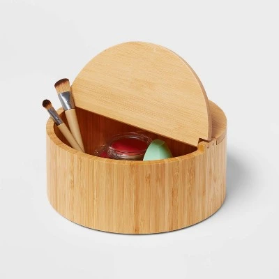 9" X 4" Circular Hinge Lid Bamboo Countertop Organizer - Brightroom™ 5 9" X 4" Circular Hinge Lid Bamboo Countertop Organizer - Brightroom™ - Image 3