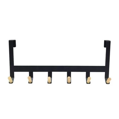 Mixed Material Over The Door 6 Hooks Rail Matte Black - Brightroom™ 3 Mixed Material Over The Door 6 Hooks Rail Matte Black - Brightroom™