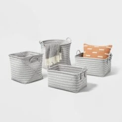 Large Woven Rectangular Storage Basket Gray/White - Brightroom™ -Brightroom Home Storage Solutions GUEST f7afc392 cd5f 4f5b b71c de34f8204ec5